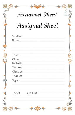 A beautifully organized school assignment sheet with the following details: At the top, the title 'Assignment Details'