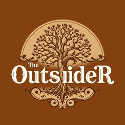 A logo design for a woodworking business called 'The OutsideR', featuring an intricate illustration of an Araucaria tree integrated into the design