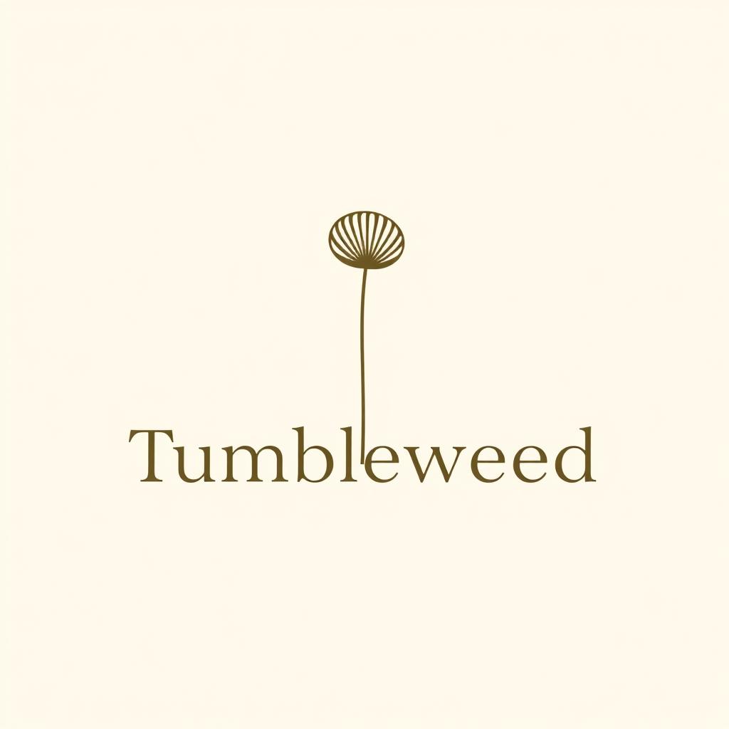 A minimalist logo design for 'Tumbleweed' featuring a stylized tumbleweed illustration