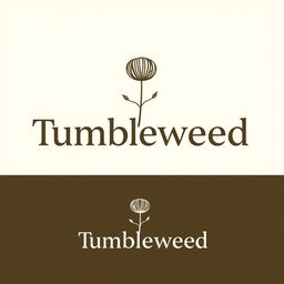A minimalist logo design for 'Tumbleweed' featuring a stylized tumbleweed illustration