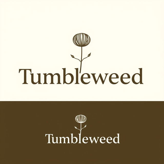 A minimalist logo design for 'Tumbleweed' featuring a stylized tumbleweed illustration