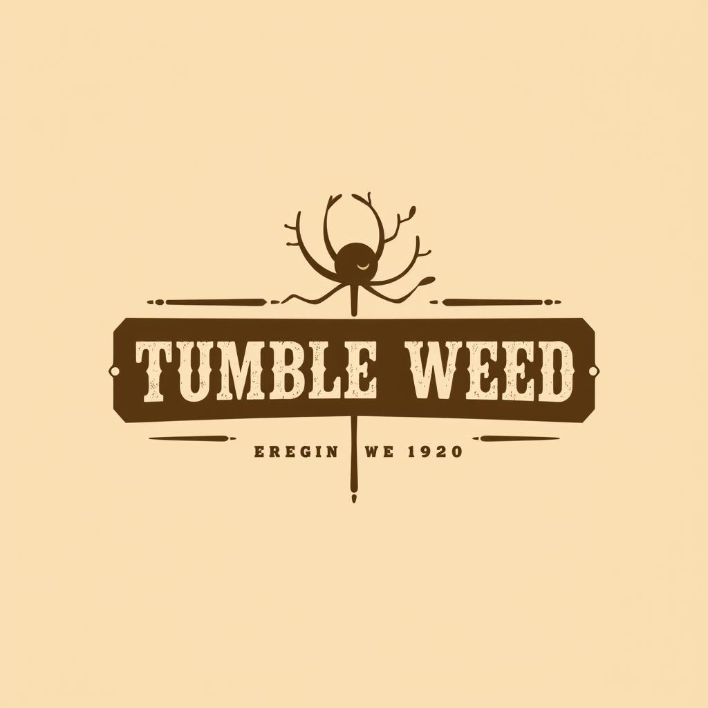 A minimalist logo design for 'Tumble Weed' inspired by Old West aesthetics