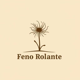 A minimalist logo design for 'Feno Rolante' inspired by the Old West, featuring a stylized tumbleweed as the central element