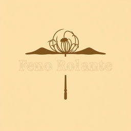 A minimalist logo design for 'Feno Rolante' inspired by the Old West, featuring a stylized tumbleweed as the central element