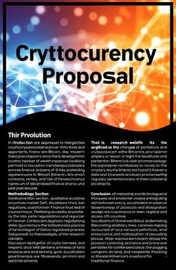 A detailed research proposal on the evolution of cryptocurrency, focusing on the technological advancements, market trends, and regulatory changes over the past decade