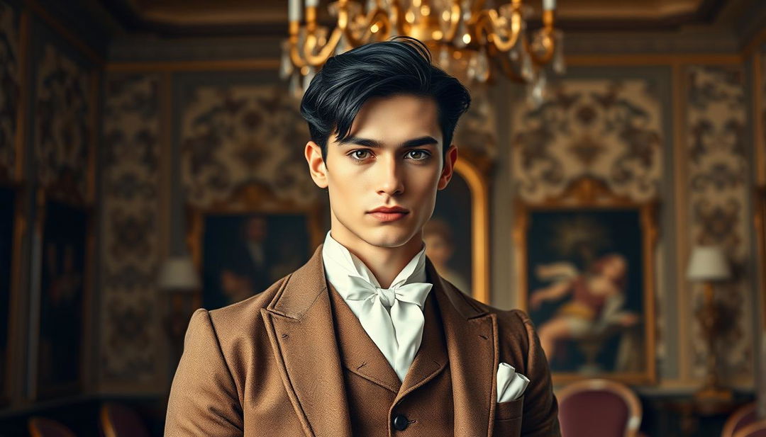 A handsome young man from the Victorian era, exuding wealth and sophistication