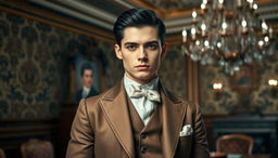 A handsome young man from the Victorian era, exuding wealth and sophistication