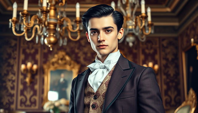 A handsome young man from the Victorian era, exuding wealth and sophistication