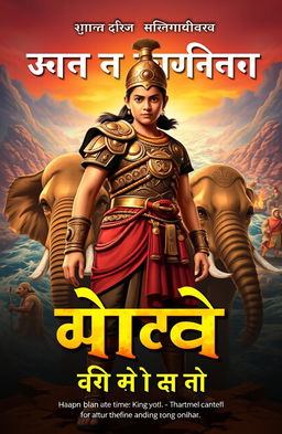 A powerful and inspiring book cover for a historical novel titled 'पुरूषोत्तम: भारत का वीर पुत्र