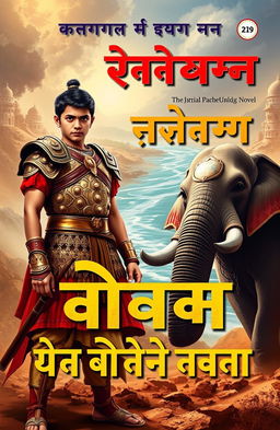 A powerful and inspiring book cover for a historical novel titled 'पुरूषोत्तम: भारत का वीर पुत्र