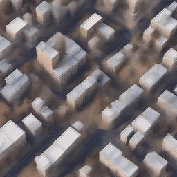 Generate an image of a sprawling cityscape, interestingly shaped like a fractal