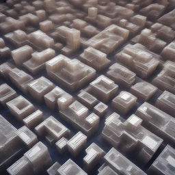 Generate an image of a sprawling cityscape, interestingly shaped like a fractal