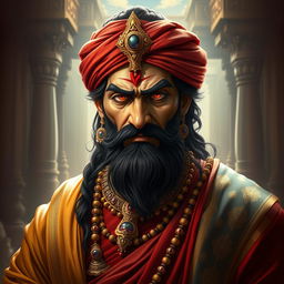 A detailed and artistic representation of Shakuni, the legendary figure from the Indian epic Mahabharata