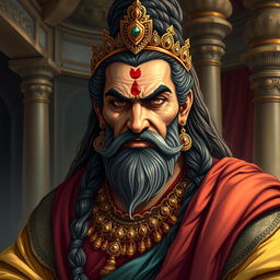 A detailed and artistic representation of Shakuni, the legendary figure from the Indian epic Mahabharata