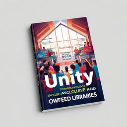 A striking book cover design for 'Unity Towards Inclusive and Empowered Libraries'