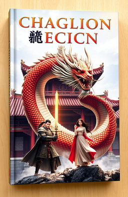 A captivating book cover featuring ancient Chinese architecture with ornate rooftops and intricate details