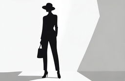 A silhouette of a stylish lady dressed in minimalistic attire, accentuating a modern, aesthetic look.