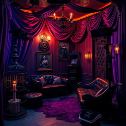A highly detailed and photo-realistic depiction of a sissy slave dungeon designed for webcam sessions