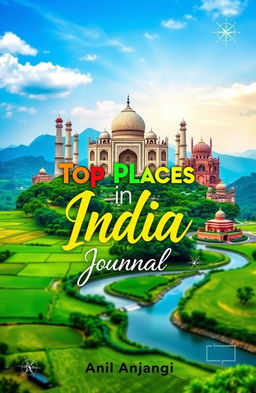 A vibrant collage showcasing iconic Indian landmarks including the Taj Mahal, the Gateway of India, and the Jaipur City Palace