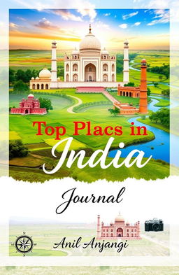 A vibrant collage showcasing iconic Indian landmarks including the Taj Mahal, the Gateway of India, and the Jaipur City Palace