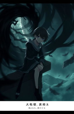 A scene inspired by the theme of 'Nokitsune: Kage no Kokoro', depicting a broken soul amidst shadows