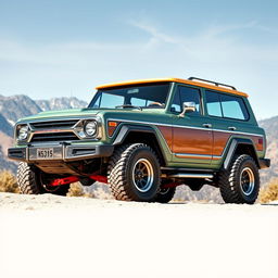 A concept design for a new SUV that excels in all-terrain capability, featuring a retro-modern style
