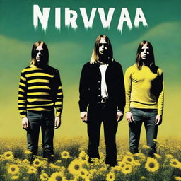 An artistic recreation of Nirvana's iconic album covers, incorporating the band's signature grunge aesthetic with a touch of surrealism