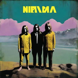 An artistic recreation of Nirvana's iconic album covers, incorporating the band's signature grunge aesthetic with a touch of surrealism