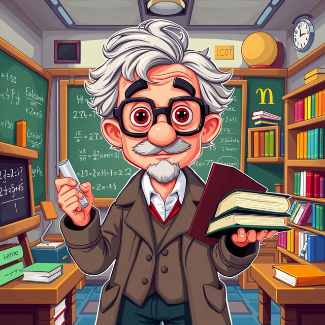 A typical professor character depicted in vibrant pixel art style, showcasing iconic 16-bit graphics