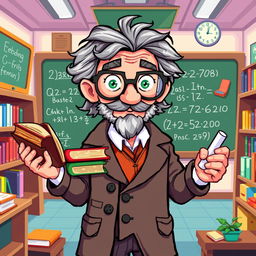 A typical professor character depicted in vibrant pixel art style, showcasing iconic 16-bit graphics