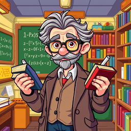 A typical professor character depicted in vibrant pixel art style, showcasing iconic 16-bit graphics