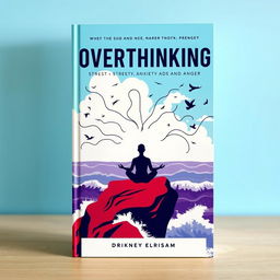 A book cover design focusing on mental wellness, depicting themes of overthinking, stress, anxiety, and anger