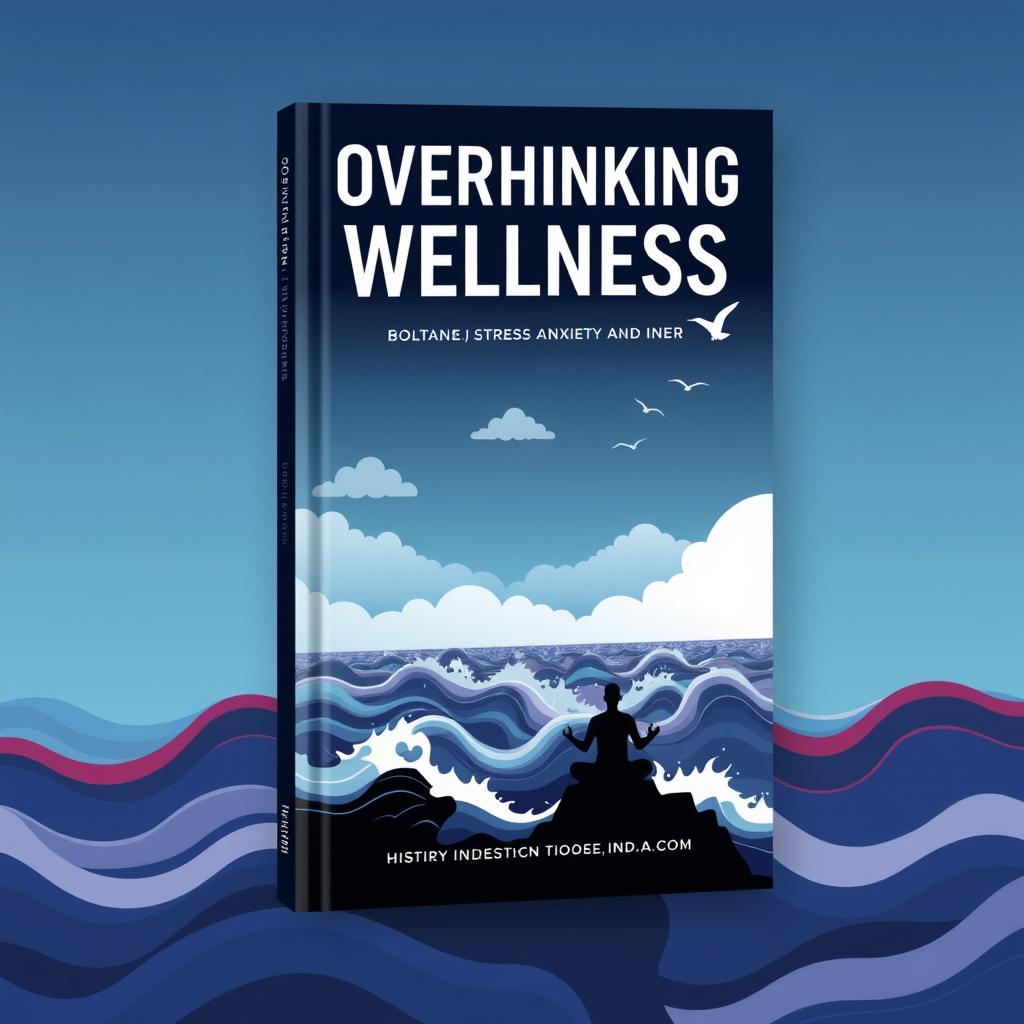 A book cover design focusing on mental wellness, depicting themes of overthinking, stress, anxiety, and anger