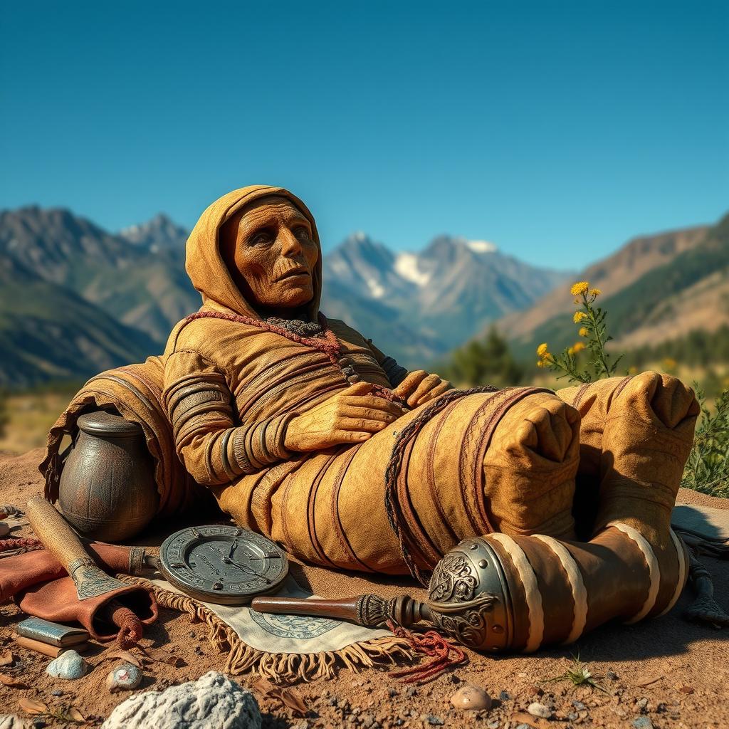 Mummy from the Altai Mountains, depicted in a historical and archaeological context