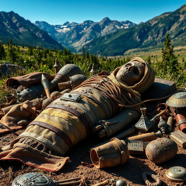 Mummy from the Altai Mountains, depicted in a historical and archaeological context