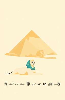 A simple, stylized representation of ancient Egypt, featuring iconic elements such as the pyramids, the Sphinx, and hieroglyphics