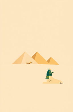 A simple, stylized representation of ancient Egypt, featuring iconic elements such as the pyramids, the Sphinx, and hieroglyphics