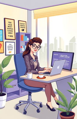 A vibrant and modern illustration representing the concept of drop servicing, showcasing a confident entrepreneur sitting at a sleek desk with multiple screens displaying various digital services like graphic design, video editing, and SEO optimization