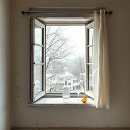 An empty room with peeling paint on the walls, creating a sense of age and character