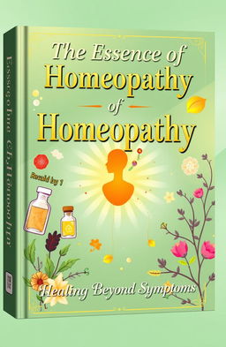 A luxurious and attractive book cover titled 'The Essence of Homeopathy: Healing Beyond Symptoms'
