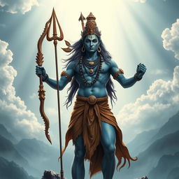 A majestic representation of Lord Shiva, the Hindu deity, standing tall and powerful