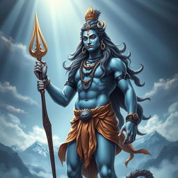 A majestic representation of Lord Shiva, the Hindu deity, standing tall and powerful