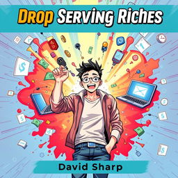 An eye-catching ebook cover in portrait size featuring the title "Drop Servicing Riches" prominently at the top in bold, stylish font