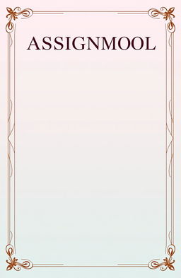 An elegant assignment cover page featuring a prominent school name at the top, styled in a formal font