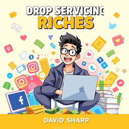 A striking ebook cover in portrait size featuring the title "Drop Servicing Riches" prominently displayed at the top in a bold, modern font
