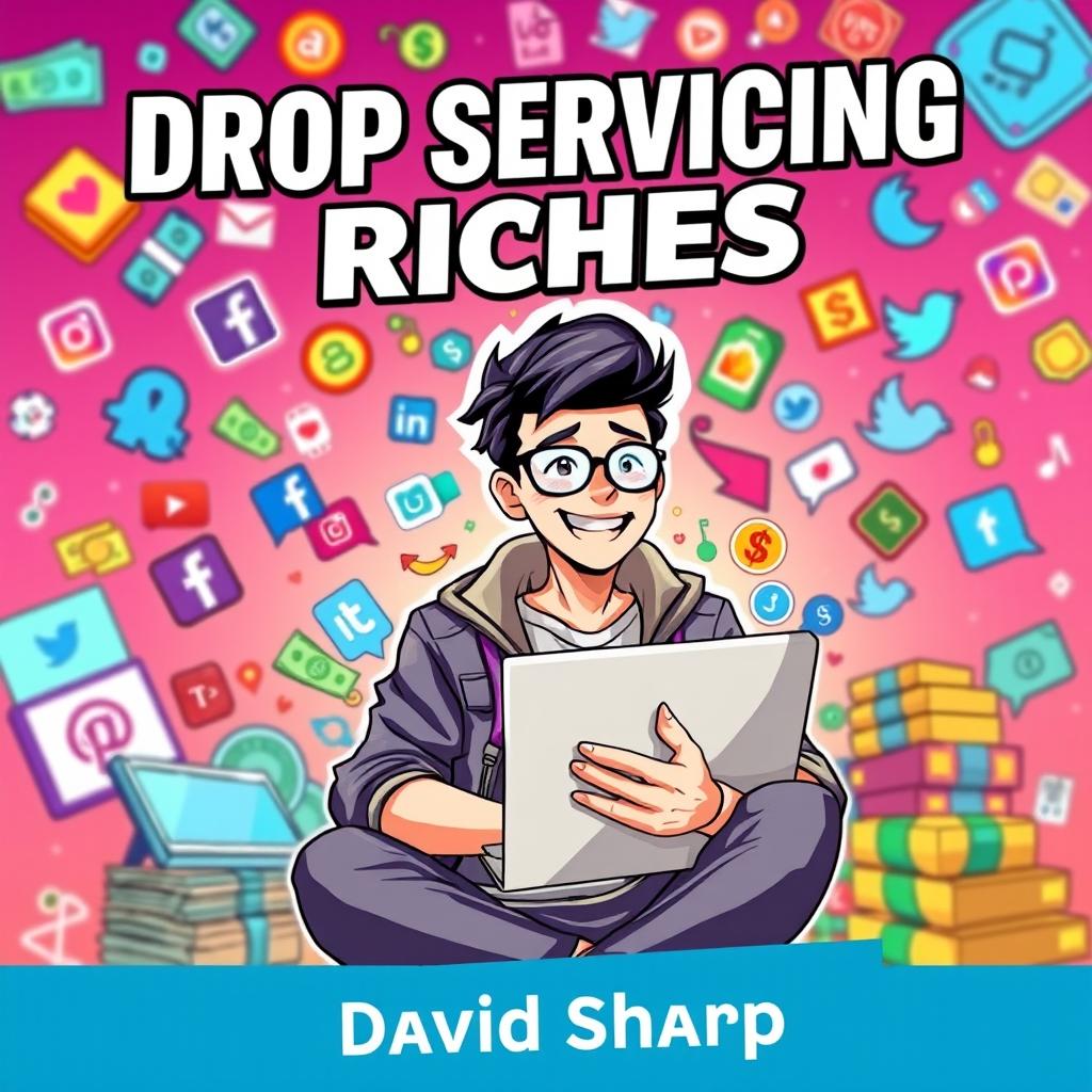 A striking ebook cover in portrait size featuring the title "Drop Servicing Riches" prominently displayed at the top in a bold, modern font