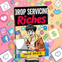 A striking ebook cover in portrait size featuring the title "Drop Servicing Riches" prominently displayed at the top in a bold, modern font