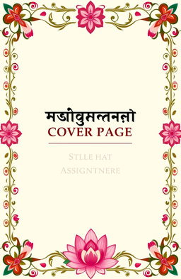 An elegant assignment cover page designed in a traditional Bangladeshi style, featuring intricate patterns and motifs inspired by Bengali art