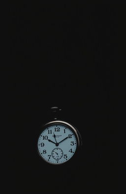 A moody composition featuring the silhouettes of a classic pocket watch and a man standing in an enigmatic pose