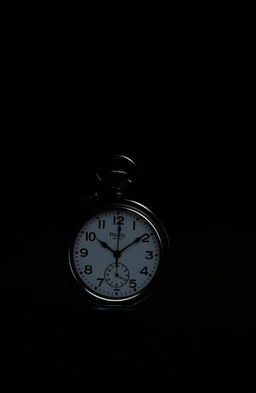 A moody composition featuring the silhouettes of a classic pocket watch and a man standing in an enigmatic pose